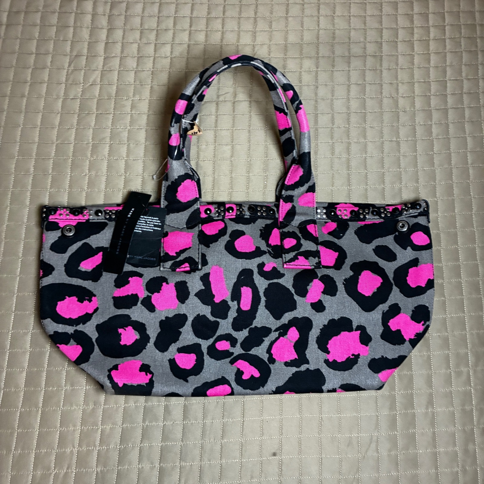 Marc Jacobs "Walk On The Wild Side" Pink/Grey/Blk Animal Print Canvas Tote Bag